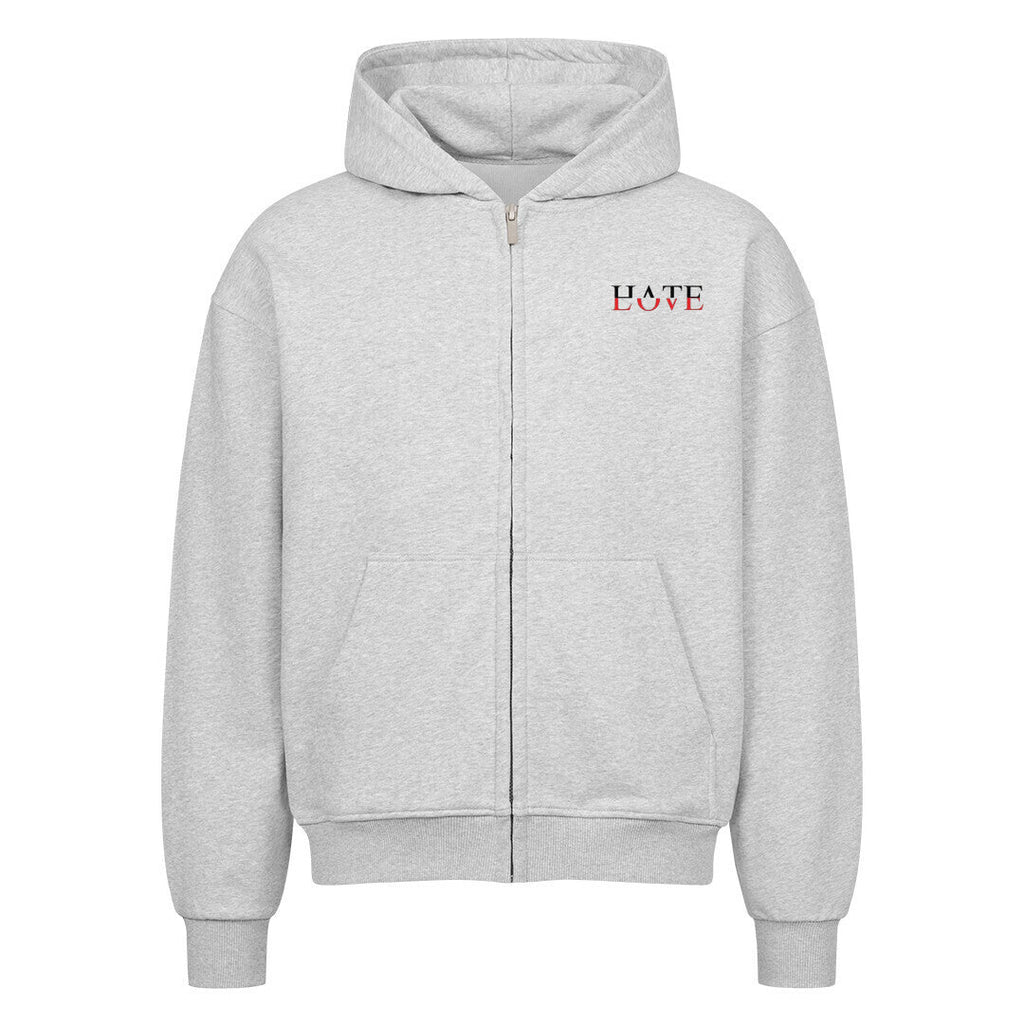 Hate Love Oversized Zipper Hoodie