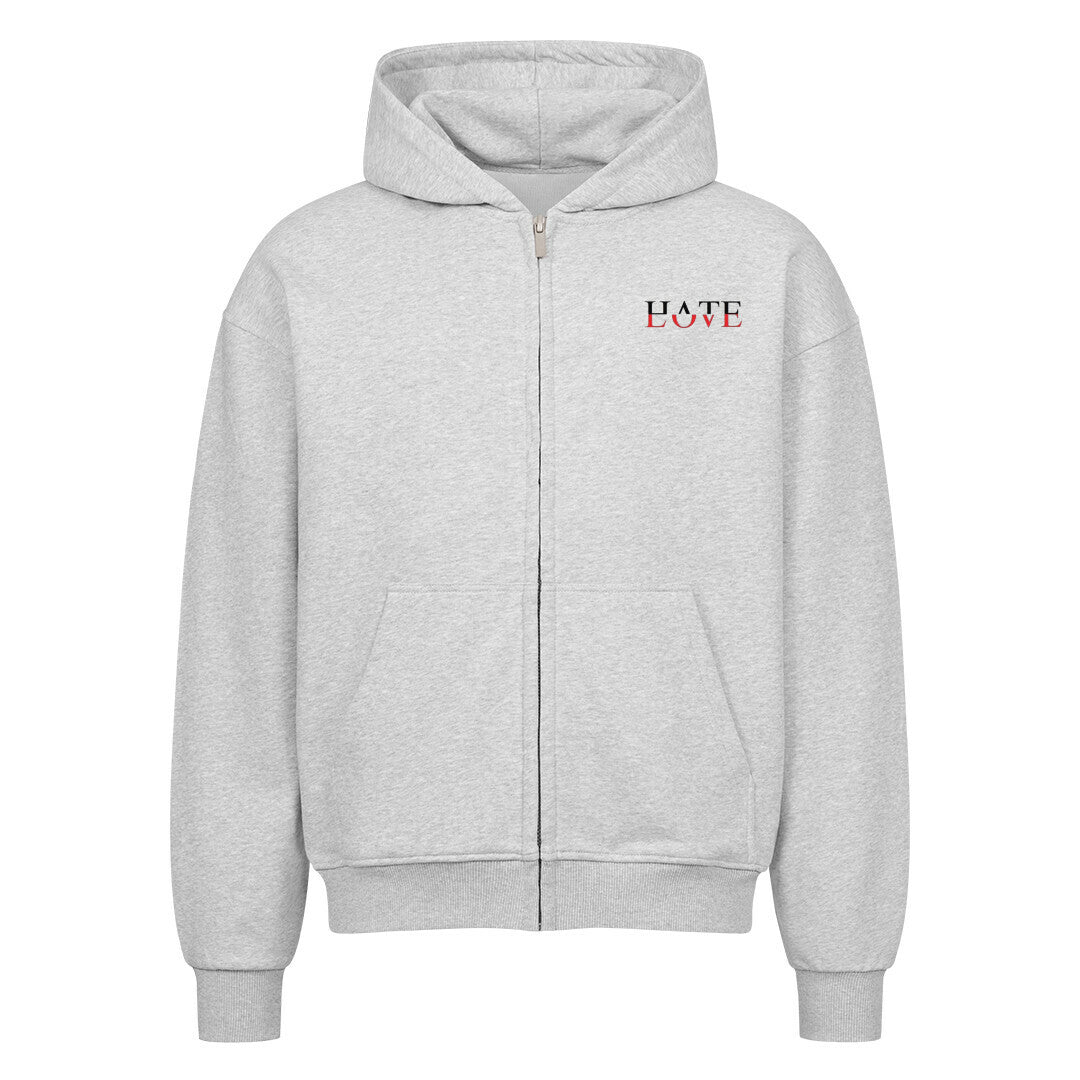 Hate Love Oversized Zipper Hoodie